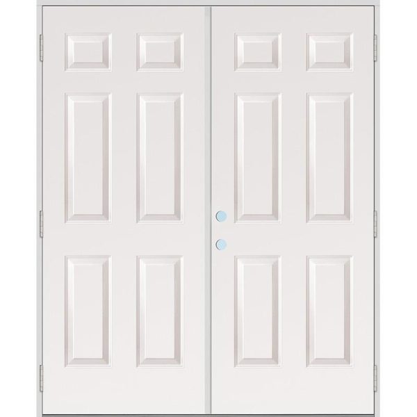 Outswing 6Panel Steel Patio Prehung Double Door Unit Door Clearance