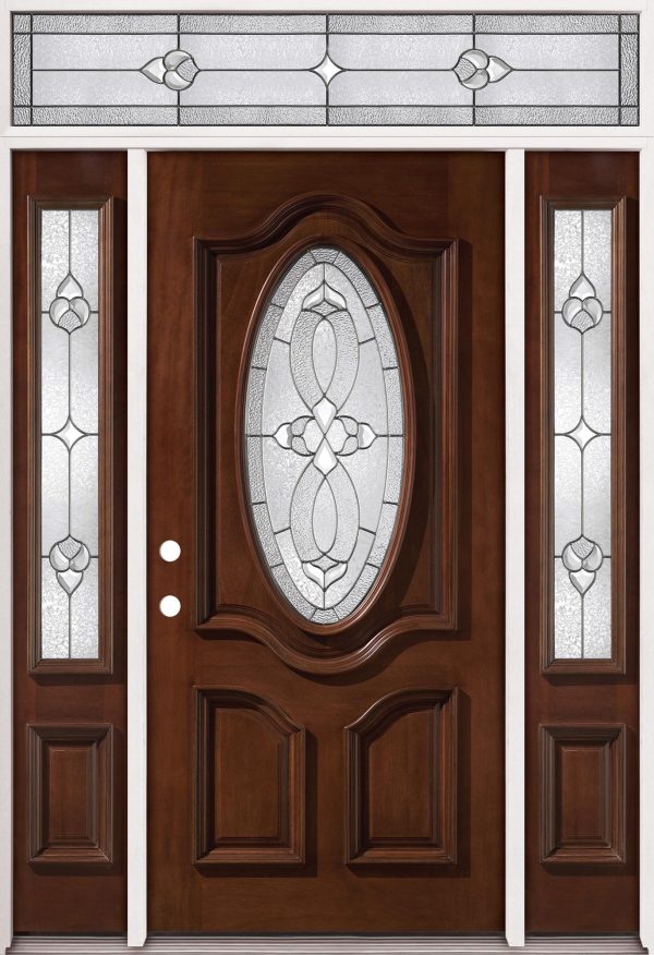 3 4 Oval Mahogany Prehung Wood Door Unit With Transom 86 Door Clearance Center