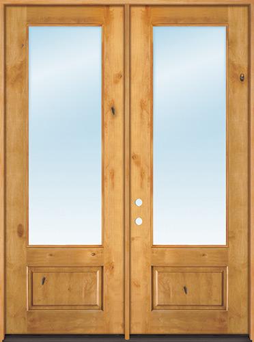 8 0 Tall 3 4 Lite Clear Low E Knotty Alder Wood Double Door Unit Door Clearance Center