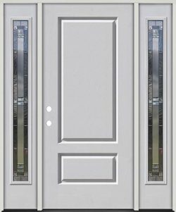 3/4 Panel Fiberglass Prehung Door Unit with Sidelites #277