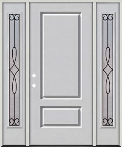 3/4 Panel Fiberglass Prehung Door Unit with Sidelites #279