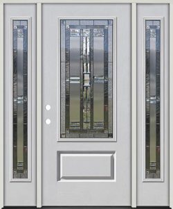 3/4 Lite Fiberglass Prehung Door Unit with Sidelites #277