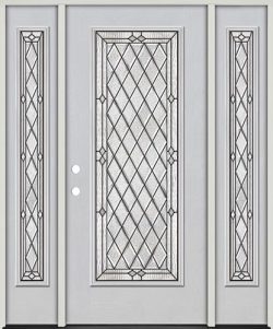 Diamond Full Lite Fiberglass Prehung Door Unit with Sidelites #294