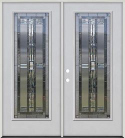 Full Lite Fiberglass Prehung Double Door Unit #297