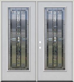 Full Lite Fiberglass Prehung Double Door Unit #297