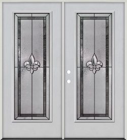 Fleur-de-lis Full Lite Fiberglass Prehung Double Door Unit #84