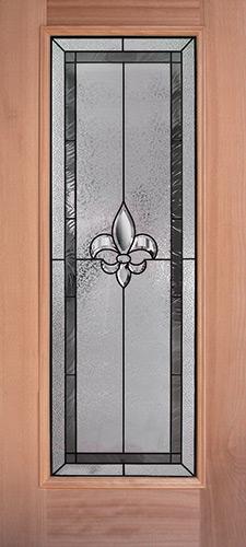 Fleur-de-lis Full Lite Mahogany Wood Door Slab #84