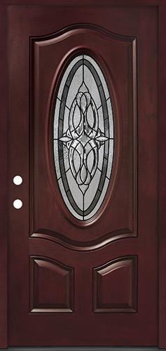 3/4 Oval #16 Pre-finished Fiberglass Door Prehung in Pre-finished Jambs