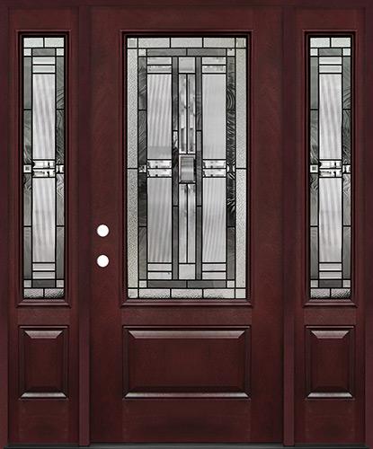 3/4 Lite #277 Pre-finished Fiberglass Door with Sidelites Prehung in Pre-finished Jambs