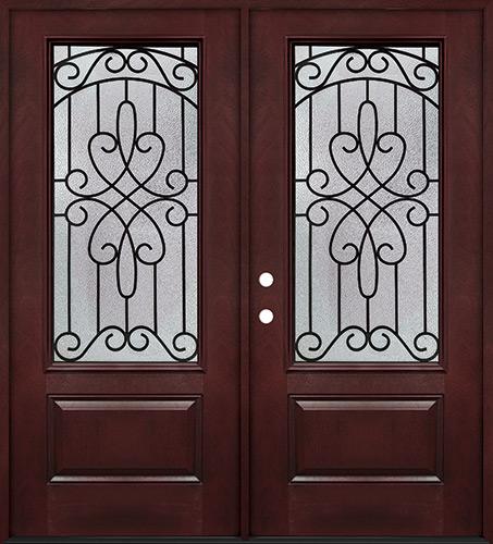 3/4 Lite #279 Pre-finished Fiberglass Double Doors Prehung in Pre-finished Jambs