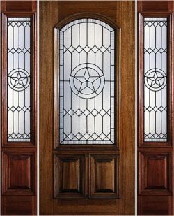 Hamilton Star 2/3 Arch Lite Mahogany Prehung Door Unit with Sidelites #7183