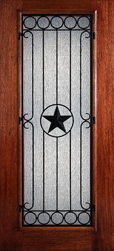 Hamilton Full Lite Star Grille Mahogany Wood Door Slab #7423