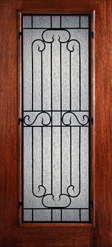 Hamilton Full Lite Grille Mahogany Wood Door Slab #7431