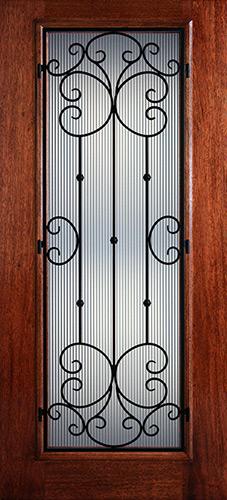 Hamilton Full Lite Grille Mahogany Wood Door Slab #7434