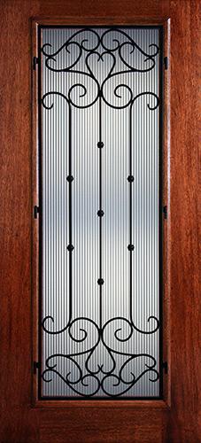 Hamilton Full Lite Grille Mahogany Wood Door Slab #7443