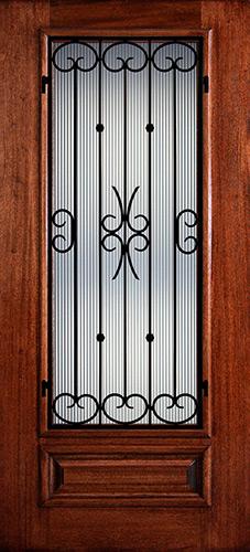 Hamilton 3/4 Lite Grille Mahogany Wood Door Slab #7471