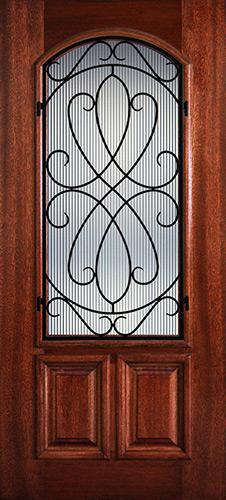 Hamilton 2/3 Arch Lite Grille Mahogany Wood Door Slab #7484