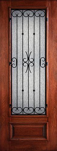 Hamilton 8'0" Tall 3/4 Lite Grille Mahogany Wood Door Slab #7492