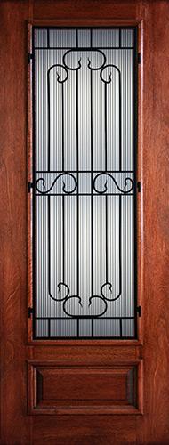 Hamilton 8'0" Tall 3/4 Lite Grille Mahogany Wood Door Slab #7501