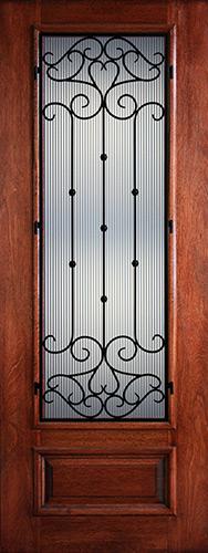 Hamilton 8'0" Tall 3/4 Lite Grille Mahogany Wood Door Slab #7511