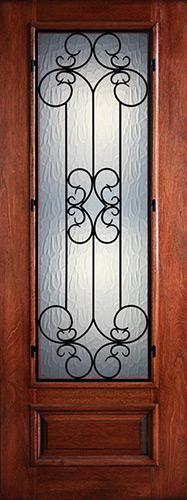 Hamilton 8'0" Tall 3/4 Lite Grille Mahogany Wood Door Slab #7514