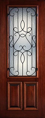 Hamilton 8'0" Tall 2/3 Lite Grille Mahogany Wood Door Slab #7521