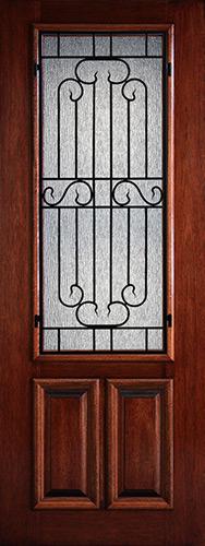 Hamilton 8'0" Tall 2/3 Lite Grille Mahogany Wood Door Slab #7531