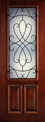 Hamilton 8'0" Tall 2/3 Lite Grille Mahogany Wood Door Slab #7534