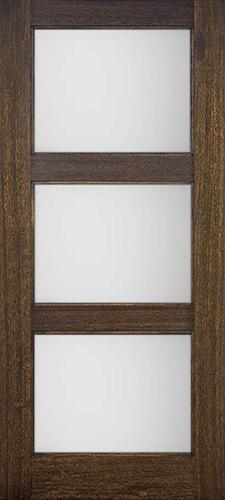 Modern 3-Lite Mahogany Wood Door Slab