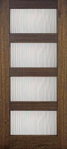 Modern 4-Lite Mahogany Wood Door Slab