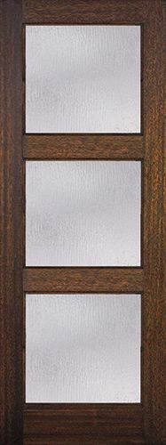 8'0" Tall Modern 3-Lite Mahogany Wood Door Slab