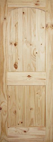 6'8" Tall 2-Panel Arch V-Groove Knotty Pine Interior Wood Door Slab
