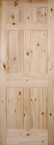 6'8" Tall 6-Panel Knotty Pine Interior Wood Door Slab
