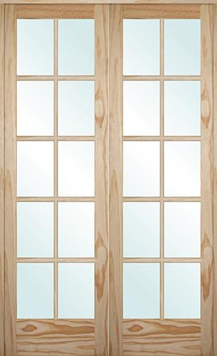 48 x 6'8 Tall Full Lite Pine Interior Prehung Double Wood Door