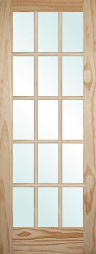 6'8" Tall 15-Lite Pine Interior Wood Door Slab