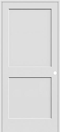 6'8" Tall 2-Panel Shaker Primed Interior Prehung Wood Door Unit