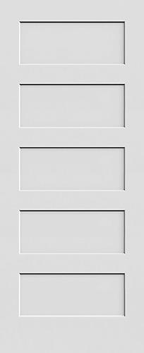 6'8" Tall 5-Panel Shaker Primed Interior Wood Door Slab