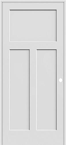 6'8" Tall Craftsman Shaker Primed Interior Prehung Wood Door Unit