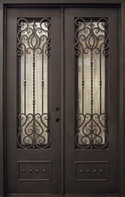62" x 97" Baton Rouge Iron Prehung Double Door Unit