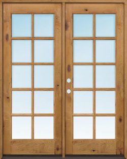 Exterior 6'8" 10-Lite TDL Low-E Knotty Alder Wood Door French Unit