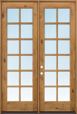 Exterior 8'0" 12-Lite TDL Low-E Knotty Alder Wood Door French Unit