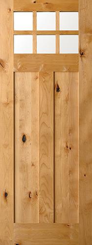 8'0" 6-Lite Shaker Craftsman Knotty Alder Wood Door Slab