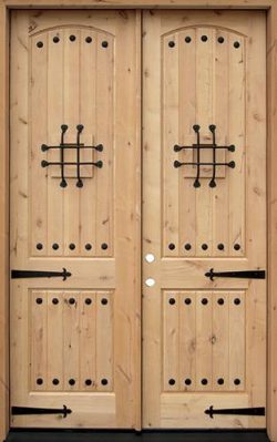 8'0" Tall Rustic Knotty Alder Wood Double Door Unit with Straps #UK20