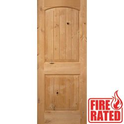Fire Rated 6'8" 2-Panel Arch V-Groove Knotty Alder Door Slab