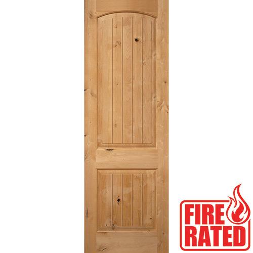 Fire Rated 8'0" 2-Panel Arch V-Groove Knotty Alder Door Slab