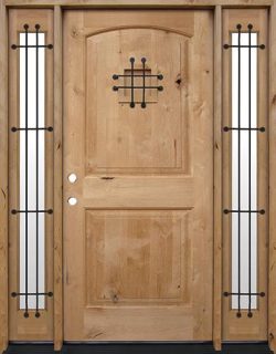 Rustic Knotty Alder Wood Door Unit with Sidelites #UK26