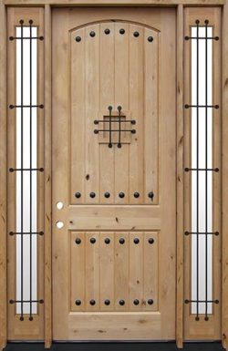 8'0" Tall Rustic Knotty Alder Wood Door Unit with Sidelites #UK20
