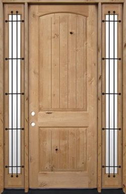 8'0" Tall Rustic Knotty Alder Wood Door Unit with Sidelites #UK25