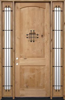 8'0" Tall Rustic Knotty Alder Wood Door Unit with Sidelites #UK26