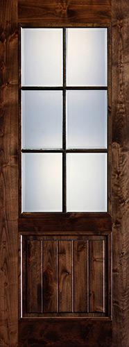 Preston 36" x 8'0" 6-Lite Low-E Knotty Alder Wood Door Slab